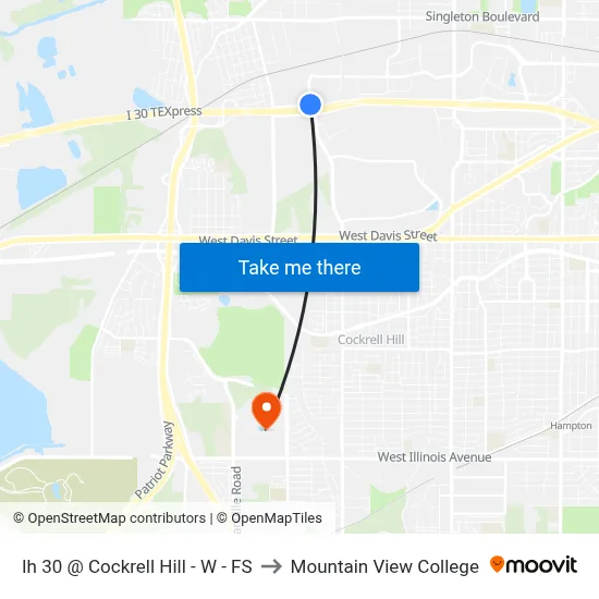 Ih 30 @ Cockrell Hill - W - FS to Mountain View College map