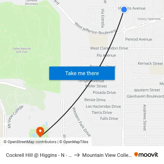 Cockrell Hill @ Higgins - N - Ns to Mountain View College map