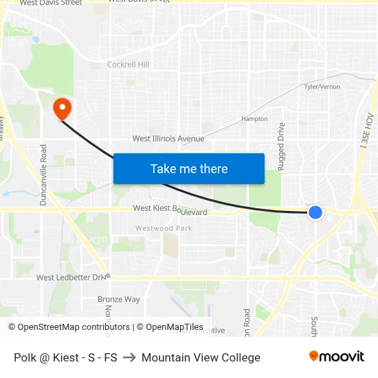 Polk @ Kiest - S - FS to Mountain View College map