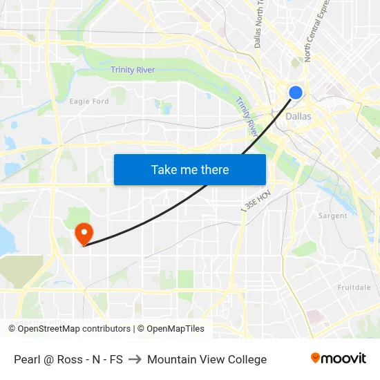 Pearl @ Ross - N - FS to Mountain View College map