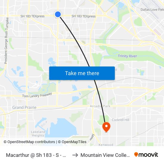 Macarthur @ Sh 183 - S - MB to Mountain View College map