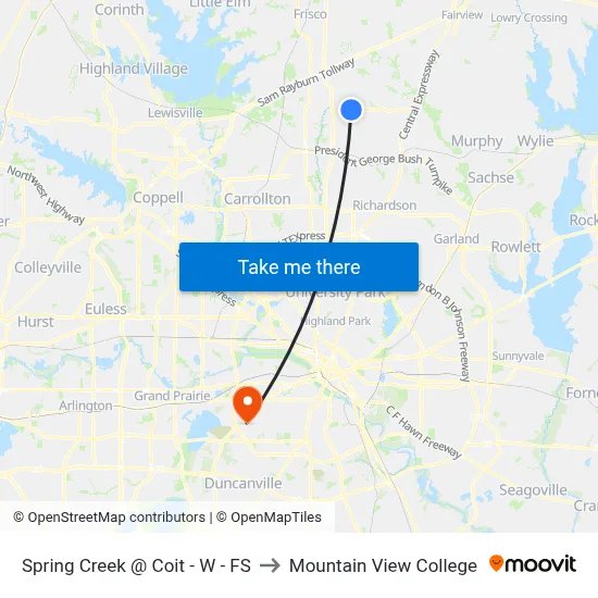 Spring Creek @ Coit - W - FS to Mountain View College map