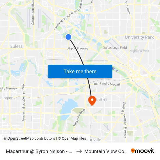 Macarthur @ Byron Nelson - N - MB to Mountain View College map