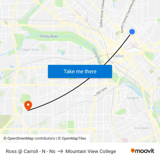 Ross @ Carroll - N - Ns to Mountain View College map