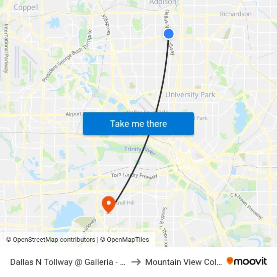 Dallas N Tollway @ Galleria - N - FS to Mountain View College map