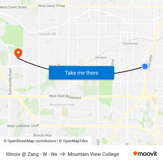 Illinois @ Zang - W - Ns to Mountain View College map