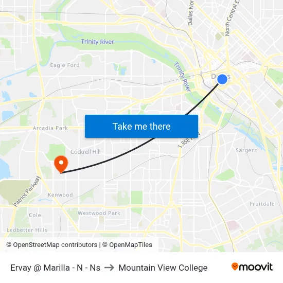 Ervay @ Marilla - N - Ns to Mountain View College map