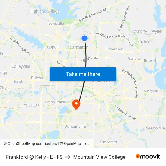 Frankford @ Kelly - E - FS to Mountain View College map