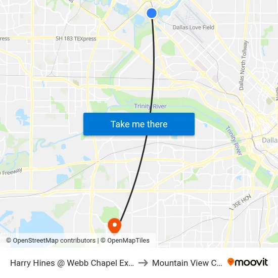 Harry Hines @ Webb Chapel Ext - S - MB to Mountain View College map