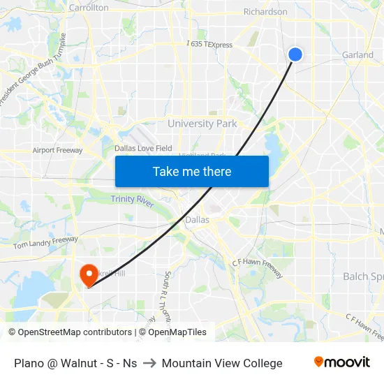 Plano @ Walnut - S - Ns to Mountain View College map
