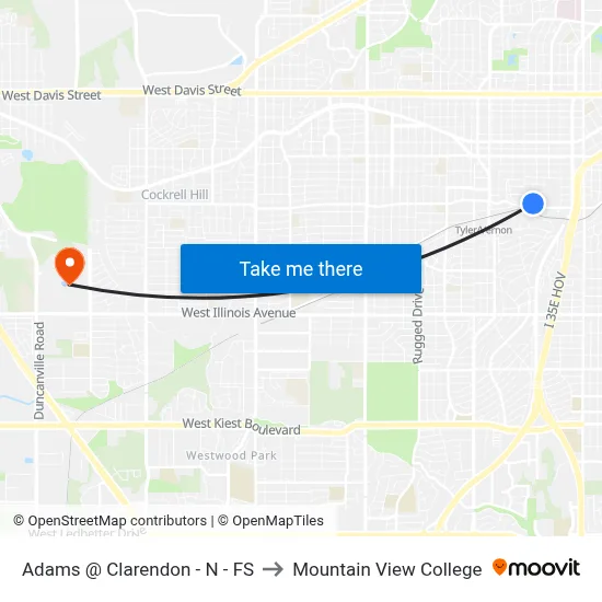 Adams @ Clarendon - N - FS to Mountain View College map