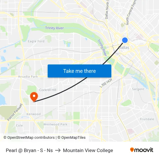 Pearl @ Bryan - S - Ns to Mountain View College map
