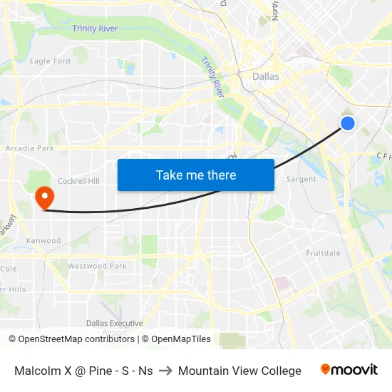 Malcolm X @ Pine - S - Ns to Mountain View College map