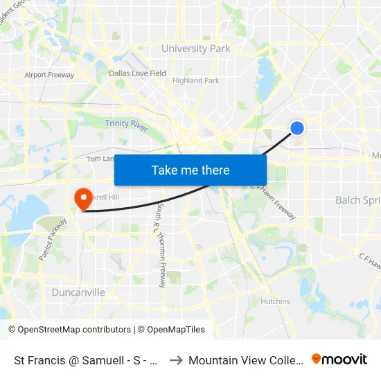 St Francis @ Samuell - S - MB to Mountain View College map