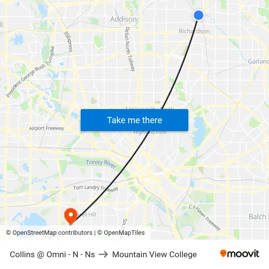 Collins @ Omni - N - Ns to Mountain View College map