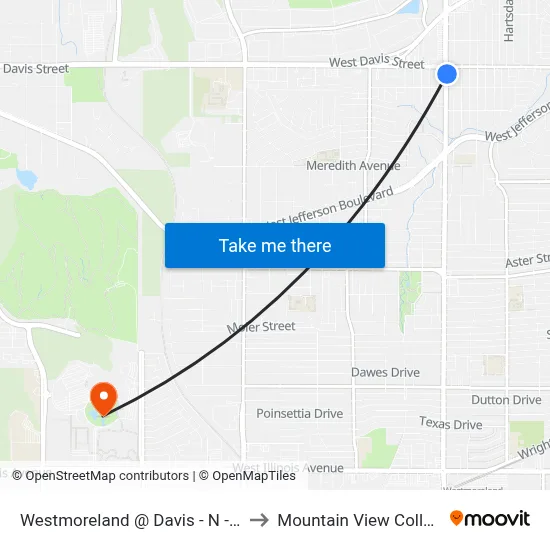 Westmoreland @ Davis - N - Ns to Mountain View College map