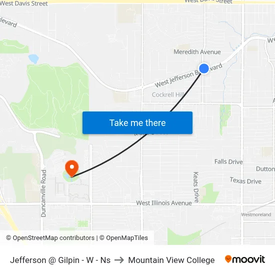 Jefferson @ Gilpin - W - Ns to Mountain View College map