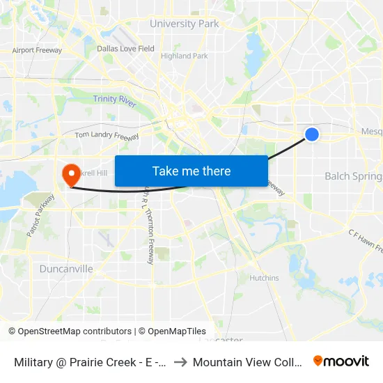 Military @ Prairie Creek - E - Ns to Mountain View College map