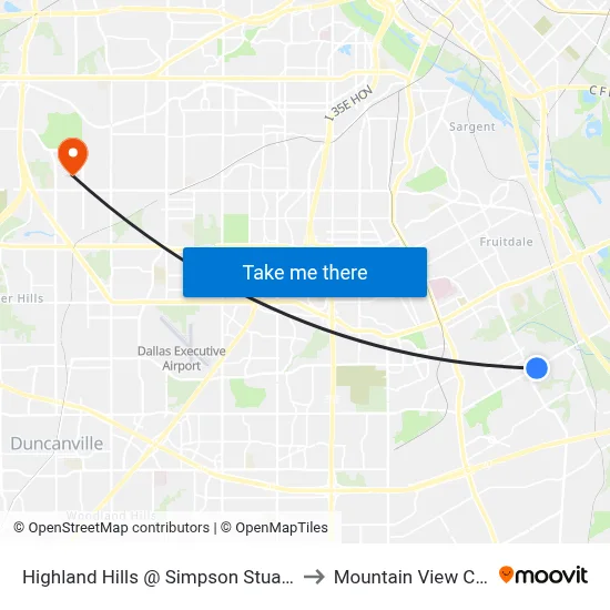 Highland Hills @ Simpson Stuart - S - FS to Mountain View College map