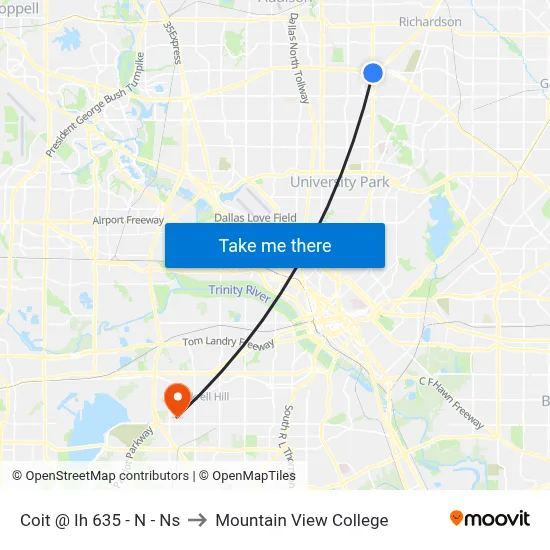 Coit @ Ih 635 - N - Ns to Mountain View College map