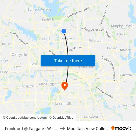 Frankford @ Fairgate - W - FS to Mountain View College map