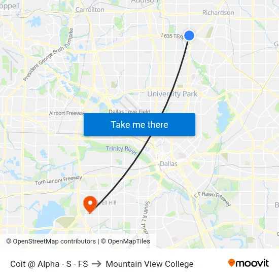 Coit @ Alpha - S - FS to Mountain View College map