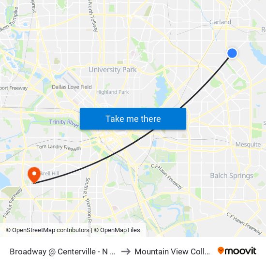 Broadway @ Centerville - N - FS to Mountain View College map