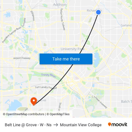 Belt Line @ Grove - W - Ns to Mountain View College map