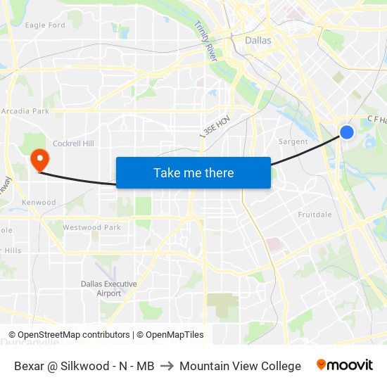 Bexar @ Silkwood - N - MB to Mountain View College map