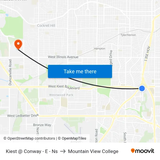 Kiest @ Conway - E - Ns to Mountain View College map