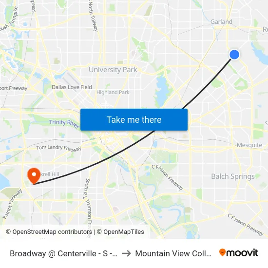 Broadway @ Centerville - S - FS to Mountain View College map