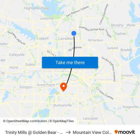 Trinity Mills @ Golden Bear - E - FS to Mountain View College map