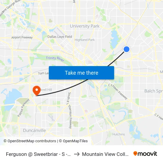Ferguson @ Sweetbriar - S - Ns to Mountain View College map