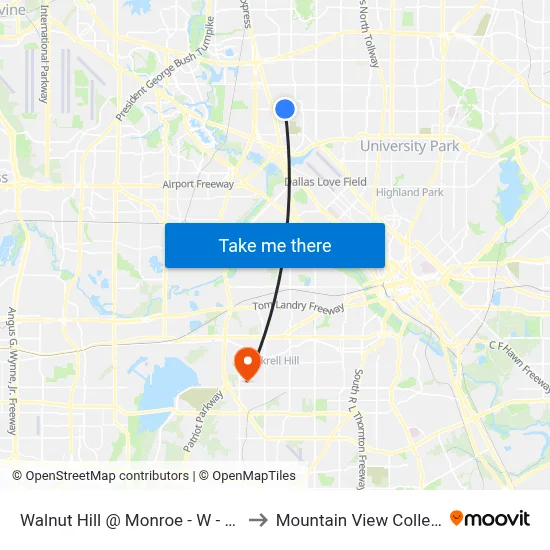 Walnut Hill @ Monroe - W - MB to Mountain View College map