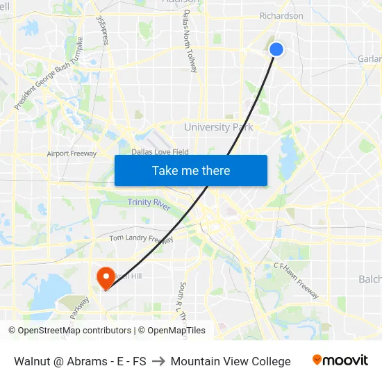 Walnut @ Abrams - E - FS to Mountain View College map