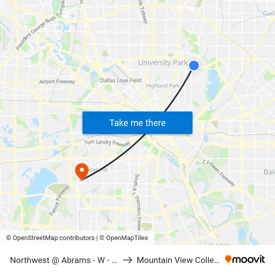 Northwest @ Abrams - W - Ns to Mountain View College map