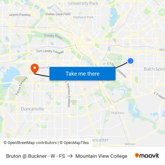Bruton @ Buckner - W - FS to Mountain View College map