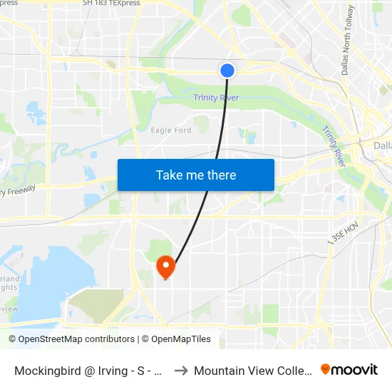 Mockingbird @ Irving - S - MB to Mountain View College map