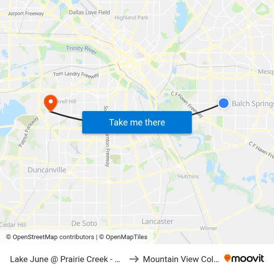 Lake June @ Prairie Creek - W - Ns to Mountain View College map