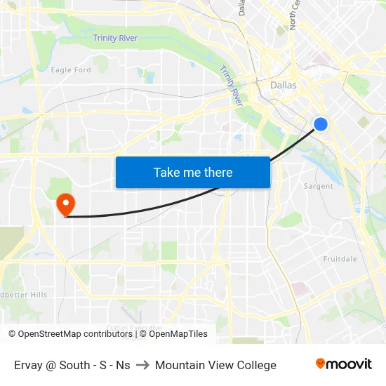 Ervay @ South - S - Ns to Mountain View College map