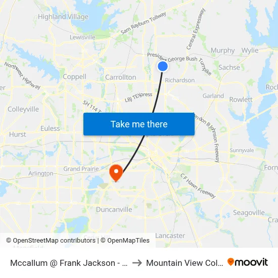 Mccallum @ Frank Jackson - E - Ns to Mountain View College map