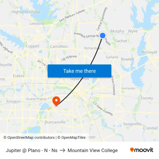 Jupiter @ Plano - N - Ns to Mountain View College map