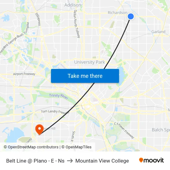 Belt Line @ Plano - E - Ns to Mountain View College map