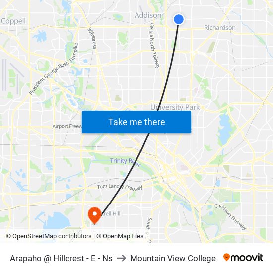 Arapaho @ Hillcrest - E - Ns to Mountain View College map