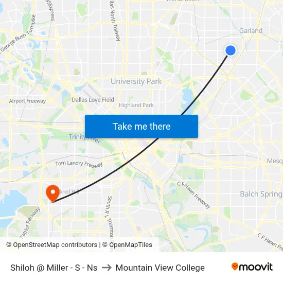 Shiloh @ Miller - S - Ns to Mountain View College map