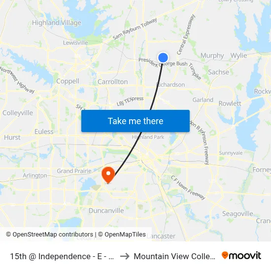 15th @ Independence - E - FS to Mountain View College map