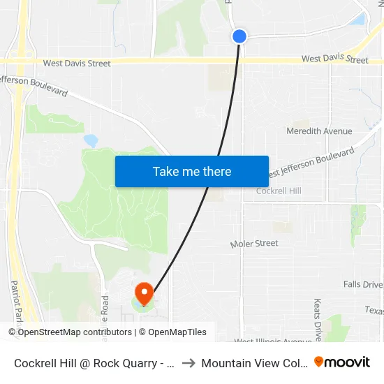 Cockrell Hill @ Rock Quarry - N - FS to Mountain View College map