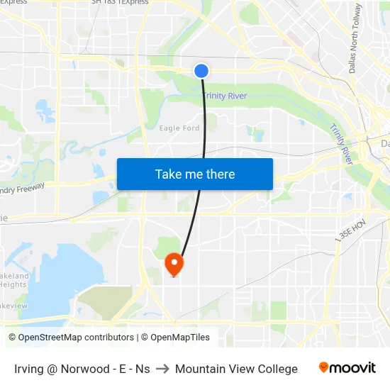 Irving @ Norwood - E - Ns to Mountain View College map