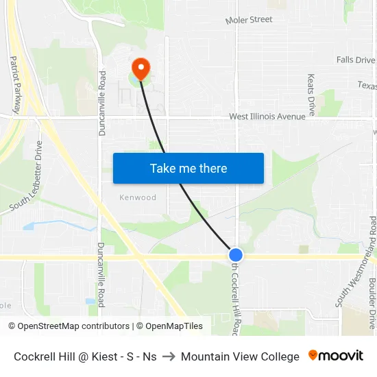 Cockrell Hill @ Kiest - S - Ns to Mountain View College map