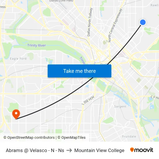 Abrams @ Velasco - N - Ns to Mountain View College map